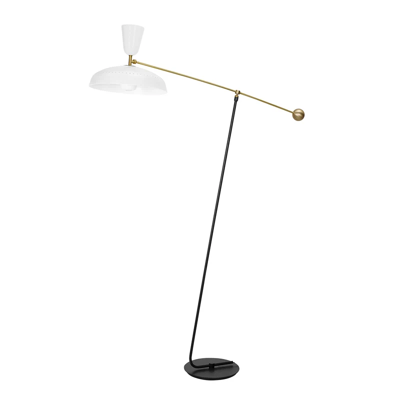 G1 - Lampadaire en acier et laiton, style vintage