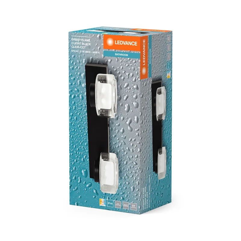 Lampada da parete per bagno LEDVANCE ORBIS Flame 11W Click CCT IP44 nera