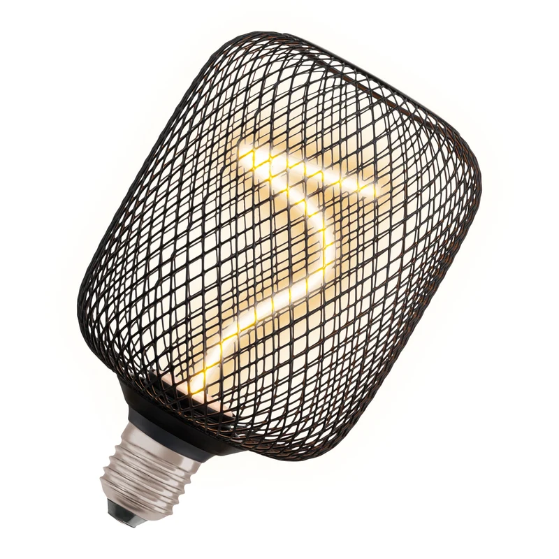 OSRAM DECOR LED Lampadina a filamento a spirale quadrata, nero, 3.5W, 130lm, bianco caldo comfort, E27