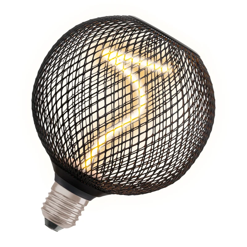 OSRAM DECOR LED Lampadina a filamento a spirale Globo, Nero, 3.5W, 130lm, Bianco caldo comfort, E27