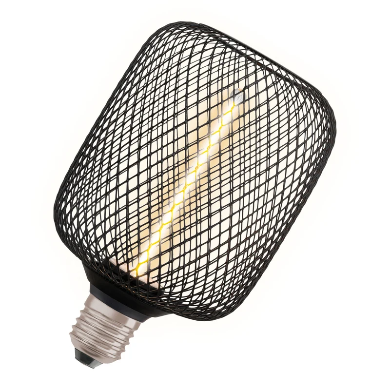 OSRAM DECOR LED Lampada a filamento di paglia quadrata, nero, 3.5W, 110lm, bianco caldo confortevole, E27