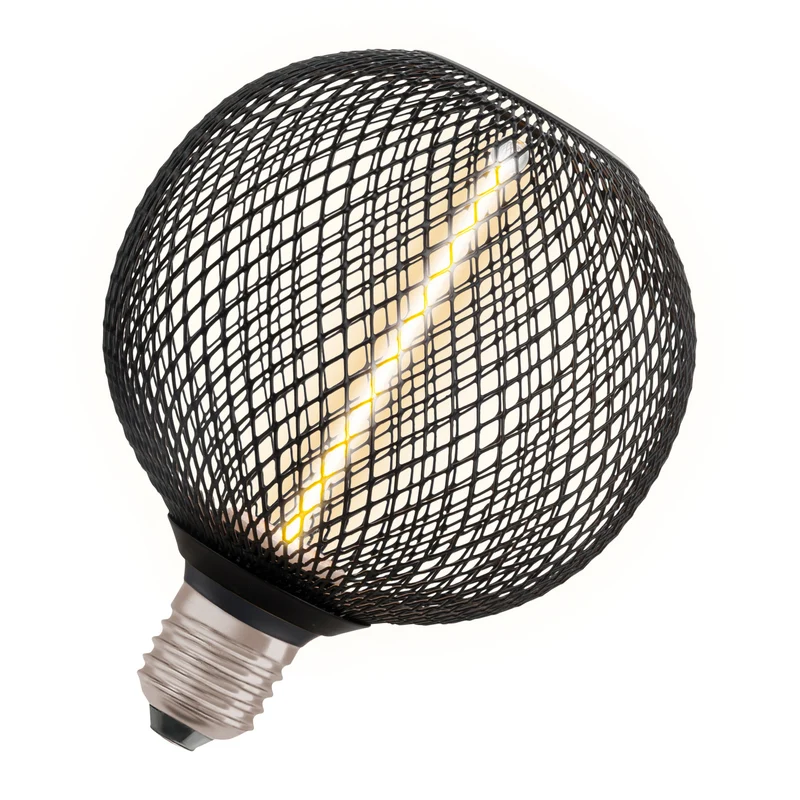 OSRAM DECOR LED Lampadina a filamento di paglia Globo, Nero, 3.5W, 110lm, Bianco caldo confortevole, E27