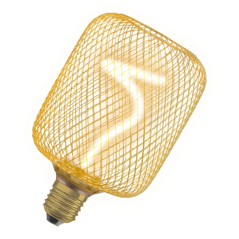 OSRAM DECOR LED Lampadina a filamento a spirale quadrata, oro, 3.5W, 170lm, bianco caldo comfort, E27