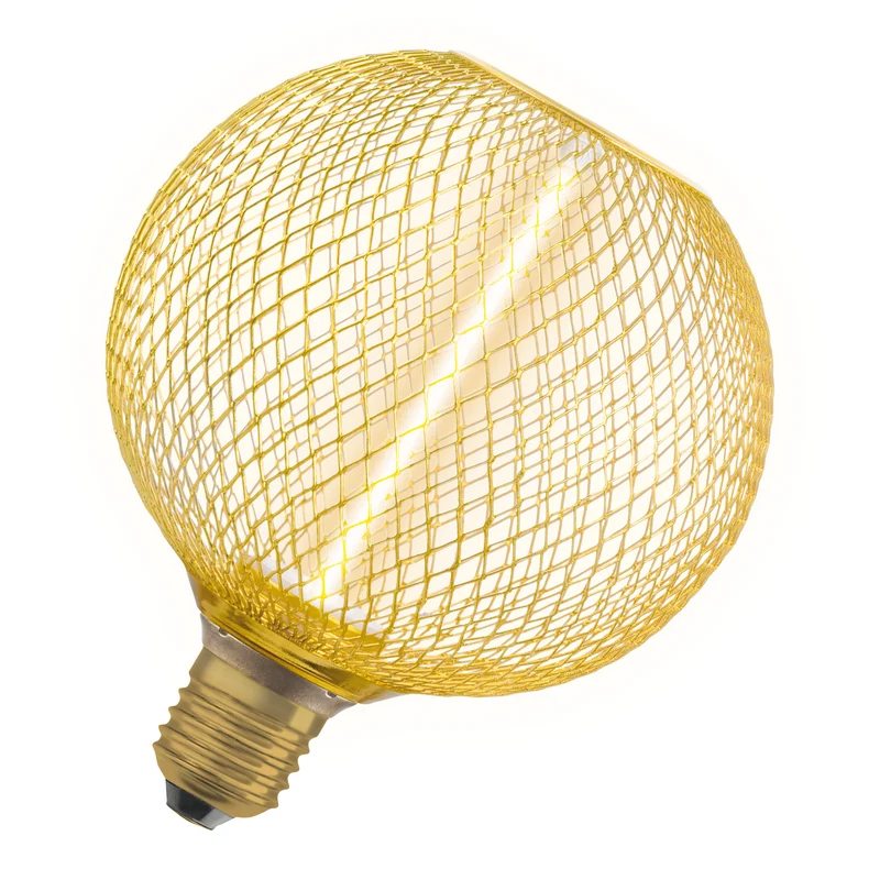 OSRAM DECOR LED Lampadina a filamento di paglia Globo, Oro, 3.5W, 150lm, Bianco caldo confortevole, E27