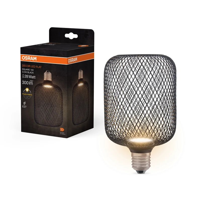 OSRAM DECOR LED Lampadina piatta Lampada Nero, 3.5W, Opalino, 100mm, Bianco caldo, E27