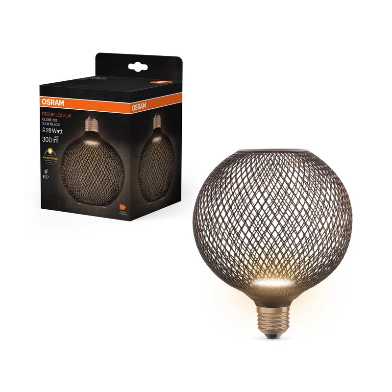 OSRAM DECOR LED Lampada piatta nera, 3.5W, satinata, 125mm, bianco caldo, E27