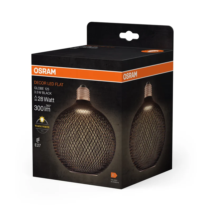 OSRAM DECOR LED Lampada piatta nera, 3.5W, satinata, 125mm, bianco caldo, E27