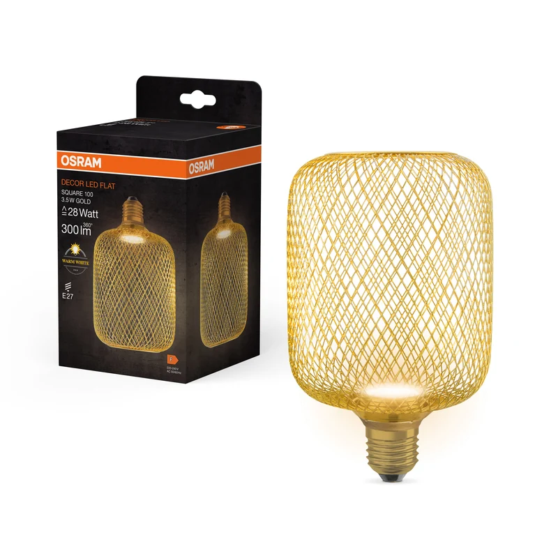 OSRAM DECOR LED Lampadina piatta Lampada Oro, 3.5W, 300lm, Opalina, 100mm, Bianco caldo, E27