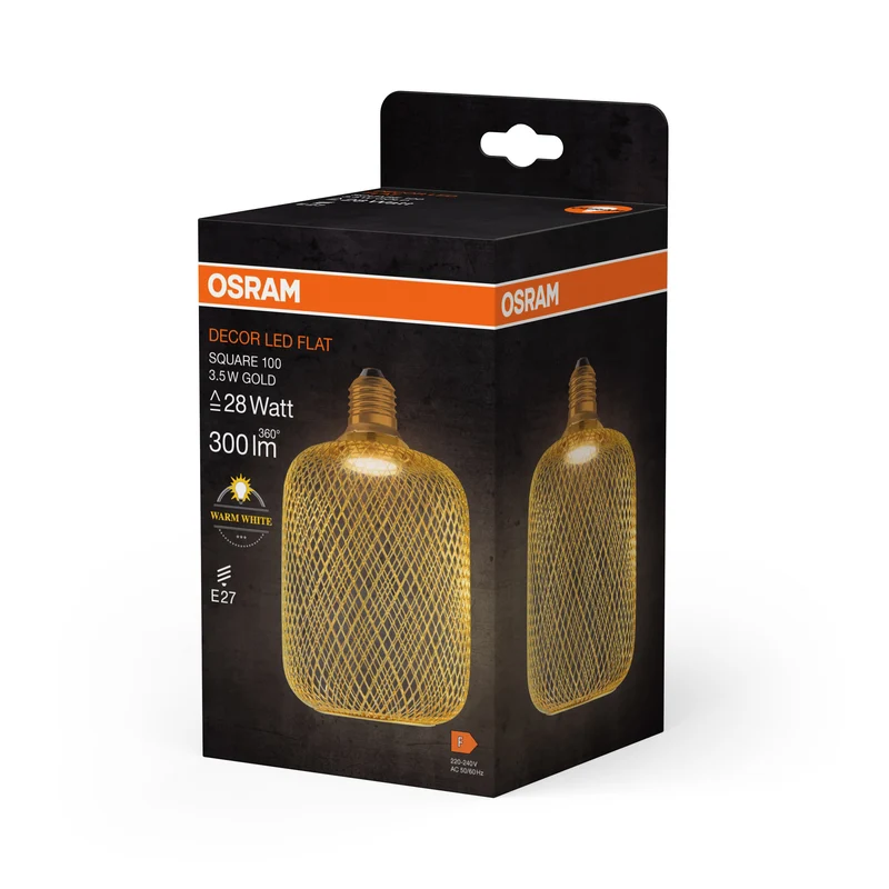OSRAM DECOR LED Lampadina piatta Lampada Oro, 3.5W, 300lm, Opalina, 100mm, Bianco caldo, E27