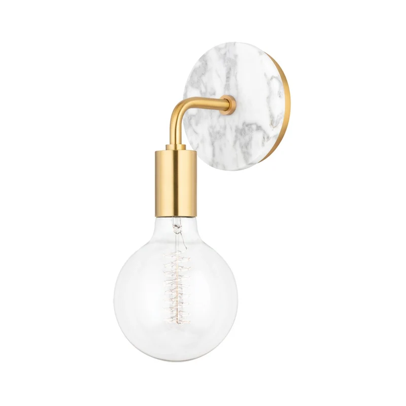 CHLOE - Applique murale en marbre blanc, verre et laiton, style Art déco