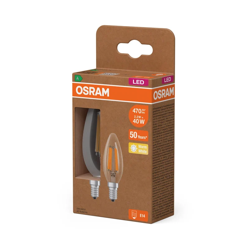 OSRAM LED Superstar Classic Lampada Chiara, 2.2W, 470lm, E14, Bianco Caldo