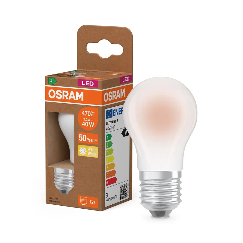OSRAM LED Superstar Classic Lampada Opaca, 2.2W, 470lm, Bianco Caldo, E27