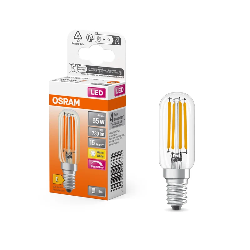 OSRAM LED Special Lampada Chiara, 6.5W, 730lm, E14, Bianco Caldo