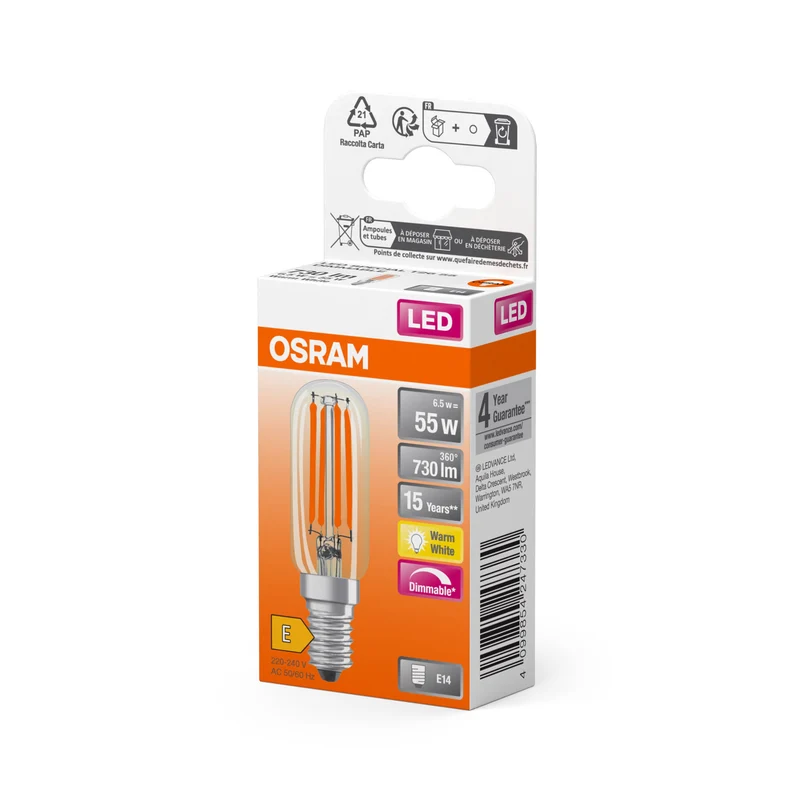 OSRAM LED Special Lampada Chiara, 6.5W, 730lm, E14, Bianco Caldo