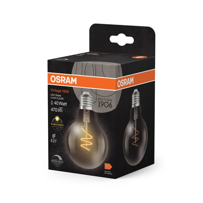OSRAM Vintage 1906 Globo Lampadina LED Chiara, 4.6W, 470lm, E27, Bianco caldo