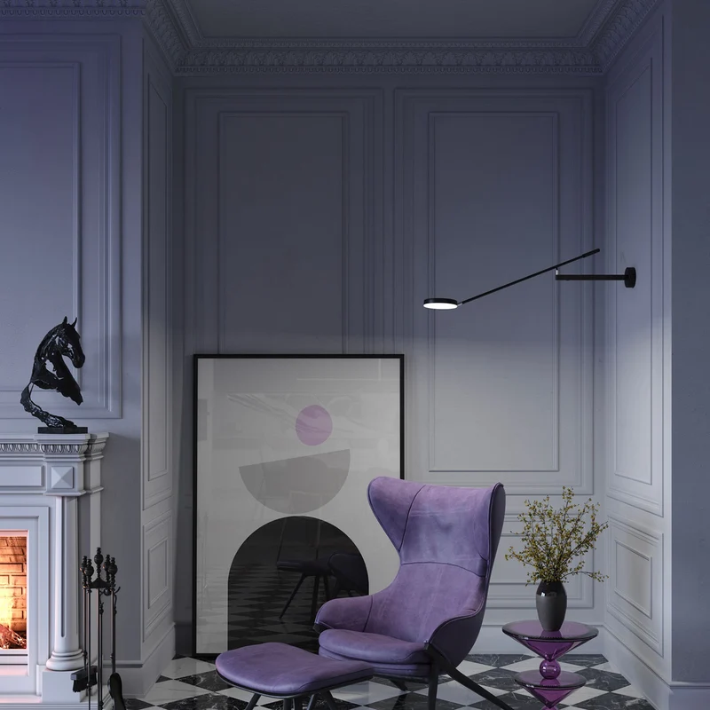 Fad - Applique murale LED à bras oscillant en verre et acier, style contemporain