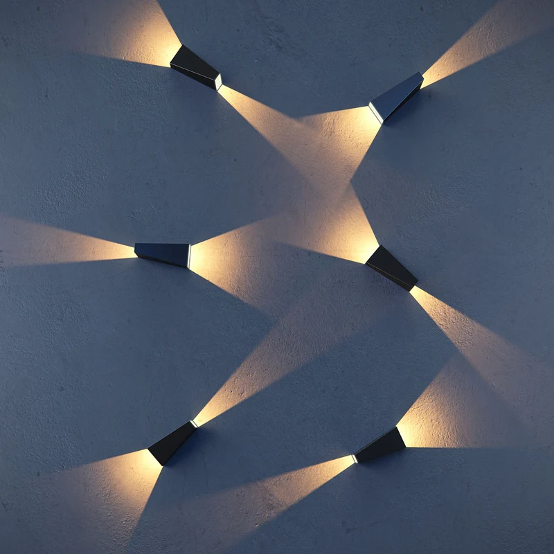 Times Square - Applique murale LED géométrique extérieure en acier, style contemporain