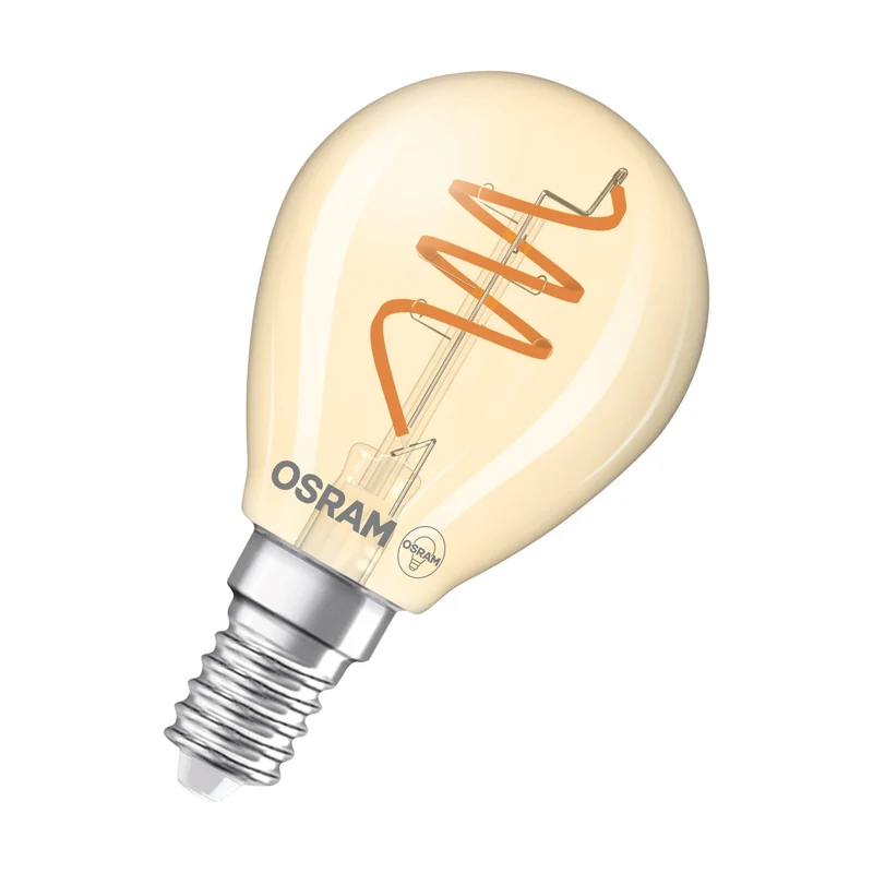 OSRAM Vintage 1906 Classica Lampadina LED Oro, 4.9W, 470lm, 45mm, Comfort bianco caldo, E14