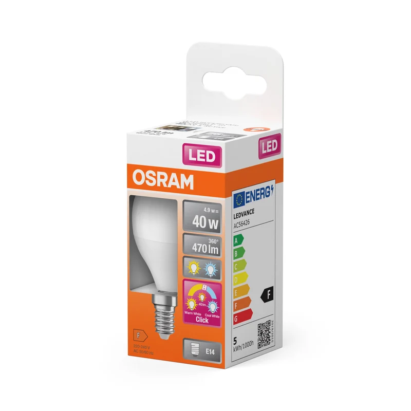 OSRAM LED Superstar Classic Lampada Opaca, 3 modalità, 4.9W, E14, Bianco caldo, Bianco freddo