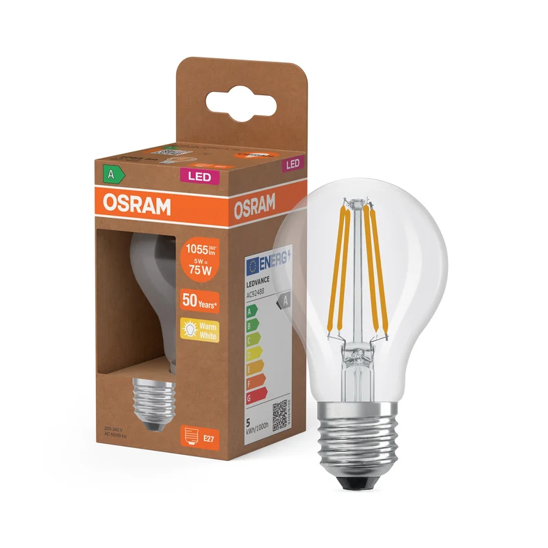 OSRAM LED Superstar Classic Lampada Chiara, 5W, 1055lm, EEK A, Bianco Caldo