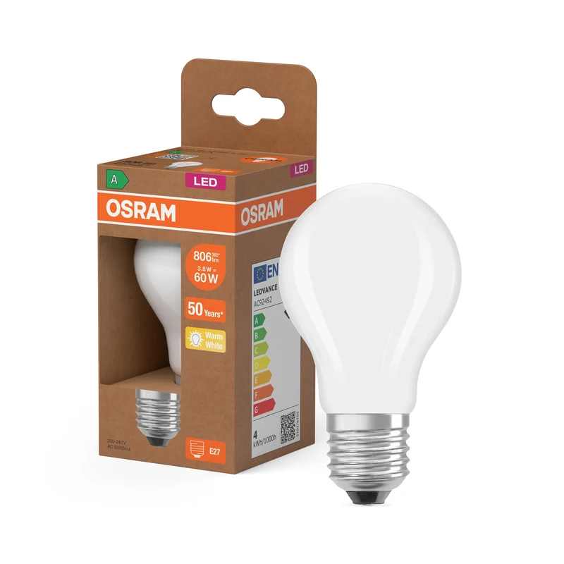 OSRAM LED Superstar Classic Lampada Opaca, 3.8W, 806lm, EEKA, Bianco Caldo, E27