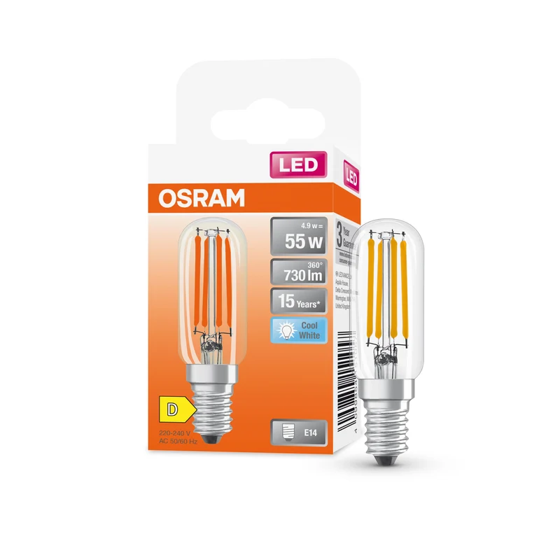 OSRAM LED Special T26, 300° Filamento, 4.9W, 840, chiaro, E14, Bianco freddo