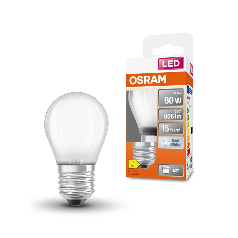 OSRAM LED Star Classic Lampada, Miniball, 5.5W, Opalina, E27, Bianco freddo