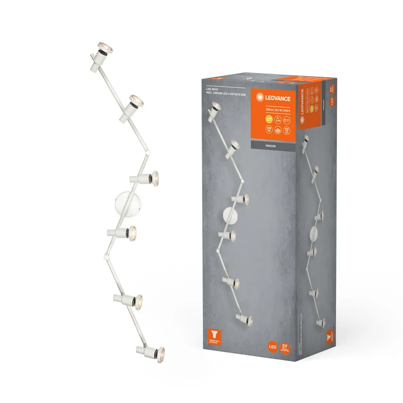 LEDVANCE FARETTO LED GU10 Lampada da soffitto 6 x 3,4W, 1380lm, bianco