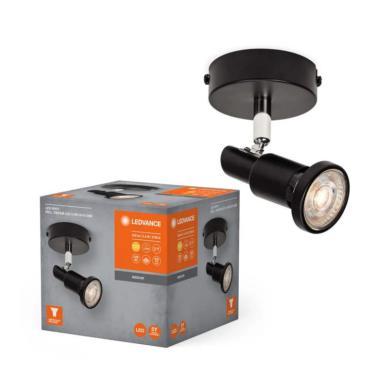 LEDVANCE FARETTO LED GU10 Lampada da soffitto 1 x 3,4W, 230lm, nero