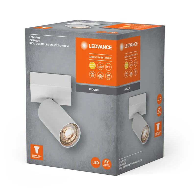 LEDVANCE FARETTO LED OTTAGONALE Plafoniera 1 x 3,4W, GU10, 230lm, bianco