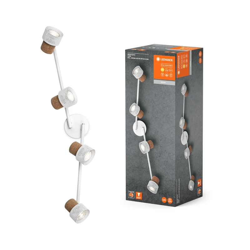 LEDVANCE DECOR SPOT CORK lampada da soffitto, 4 x 3,4W, 920lm, bianco
