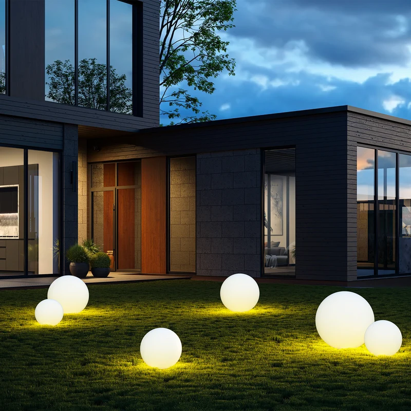 Erda - Lampe d’extérieur sphérique en ABS, style contemporain
