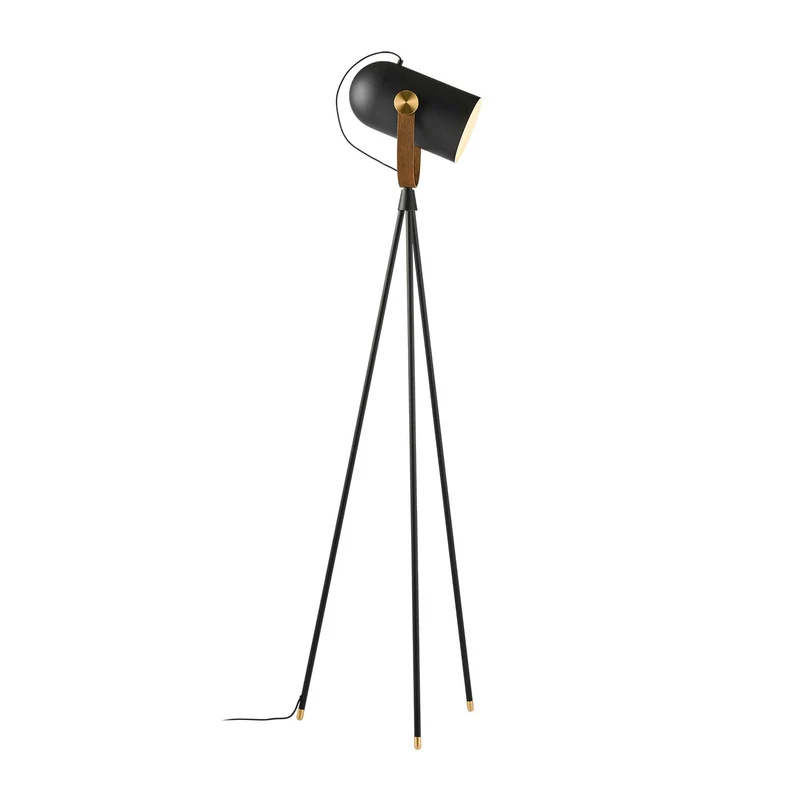 Model 362 Carronade - Lampadaire en acier et bois, style industriel