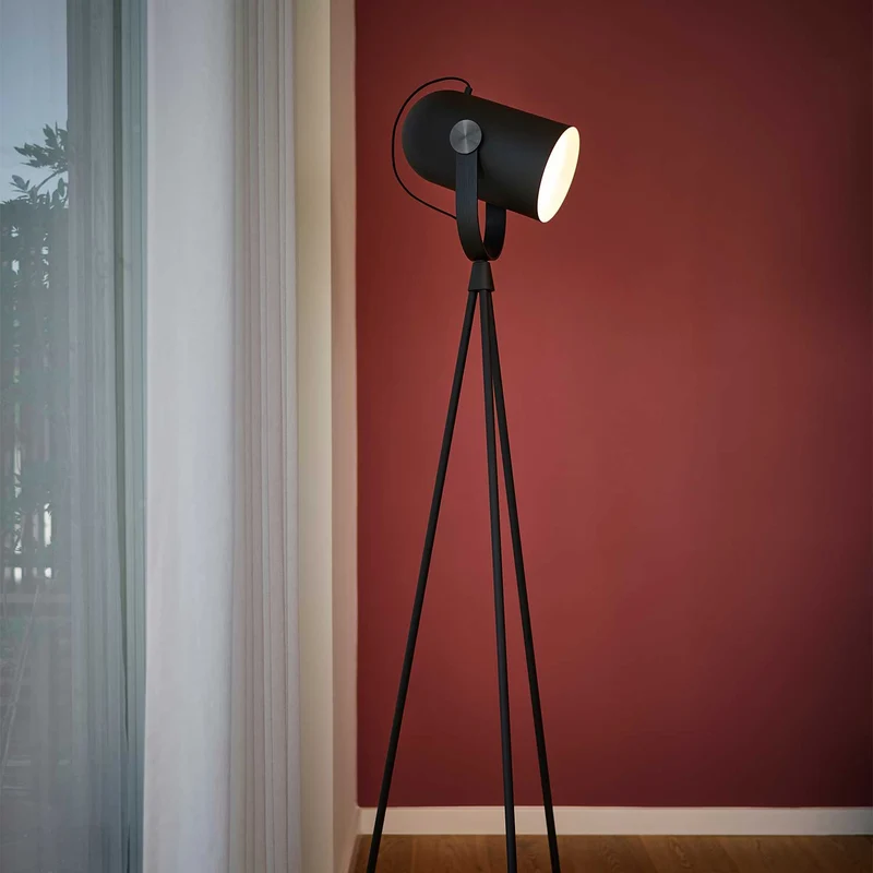 Model 362 Carronade - Lampadaire en acier et bois, style industriel