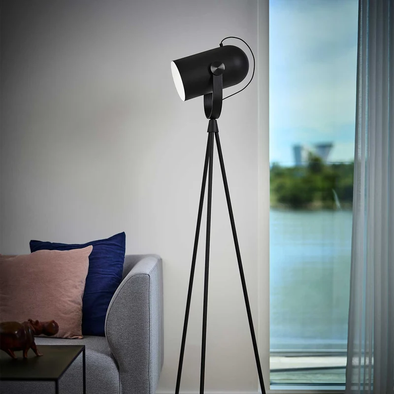 Model 362 Carronade - Lampadaire en acier et bois, style industriel