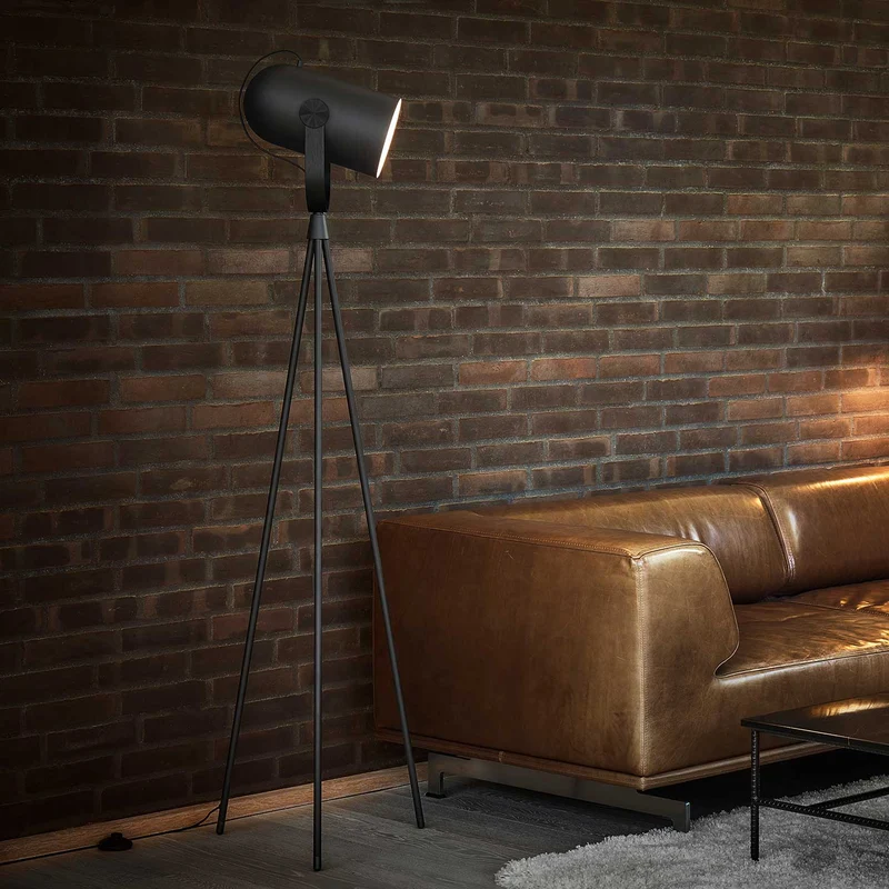 Model 362 Carronade - Lampadaire en acier et bois, style industriel