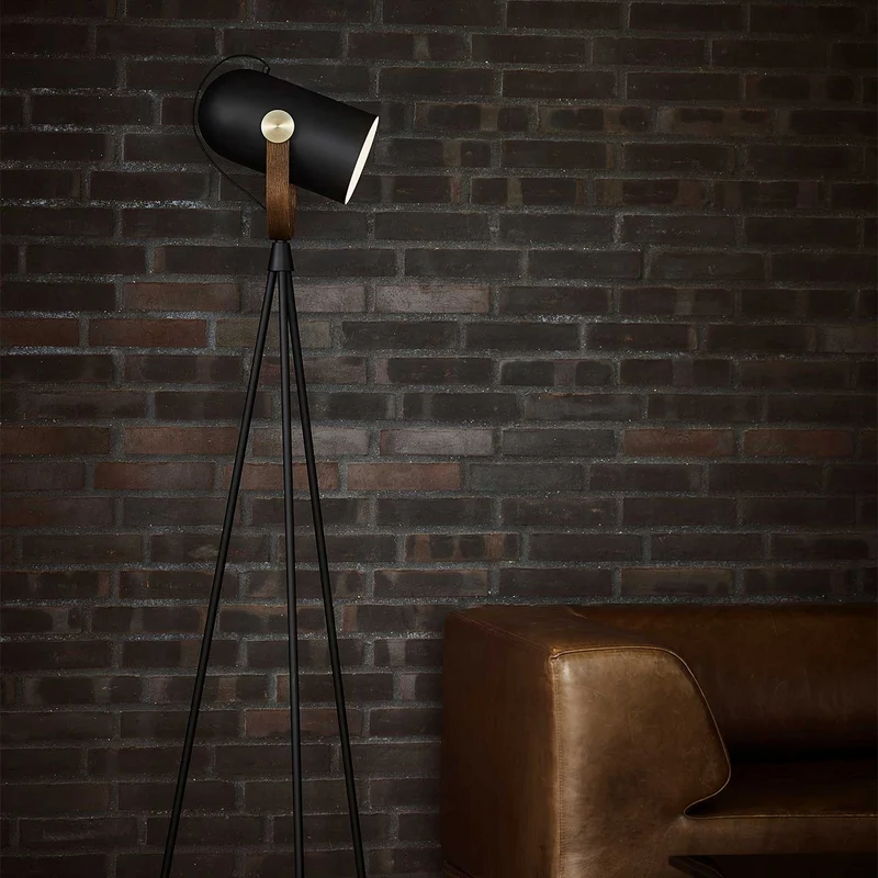 Model 362 Carronade - Lampadaire en acier et bois, style industriel