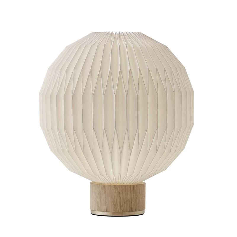 Model 375 - Lampe à poser en bois et papier plissé, style scandinave