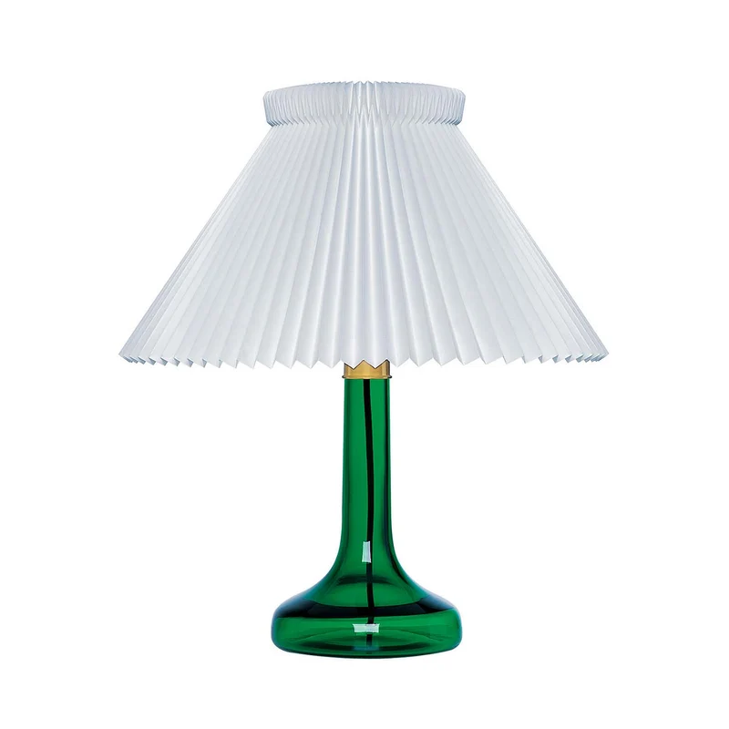 Model 343 - Lampe à poser en verre et papier plissé, style baroque