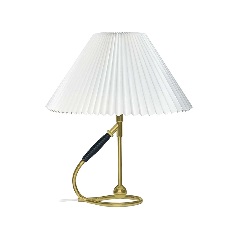 Model 306 - Lampe à poser en laiton et papier plissé, style vintage