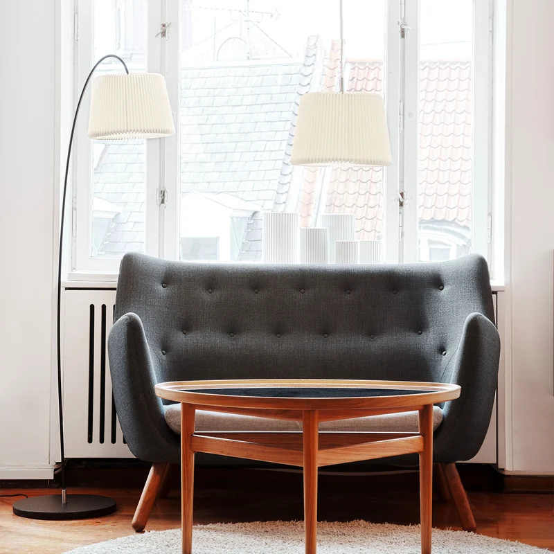Model 320 Snowdrop - Lampadaire en acier et papier plissé, style scandinave
