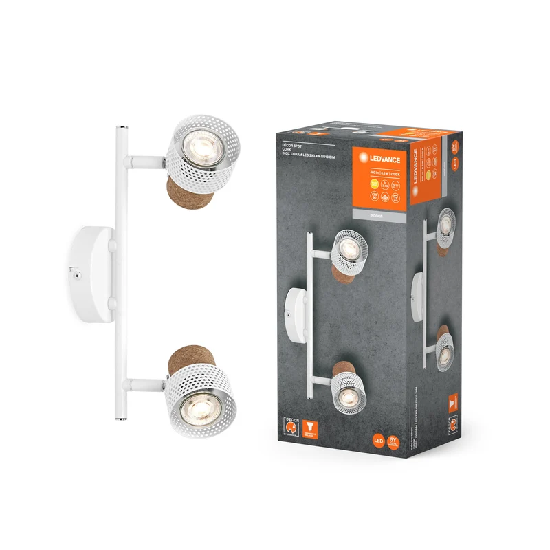 LEDVANCE DECOR SPOT CORK lampada da soffitto, 2 x 3,4W, 460lm, bianco