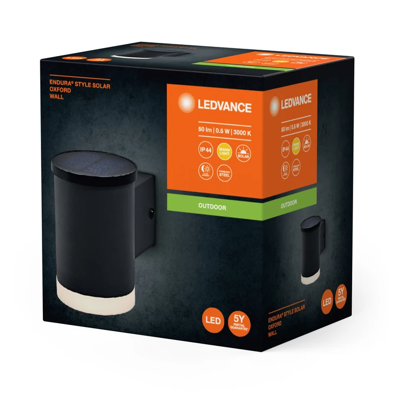 LEDVANCE ENDURA STYLE SOLAR OXFORD lampada da parete esterna, 0,5W, 50lm