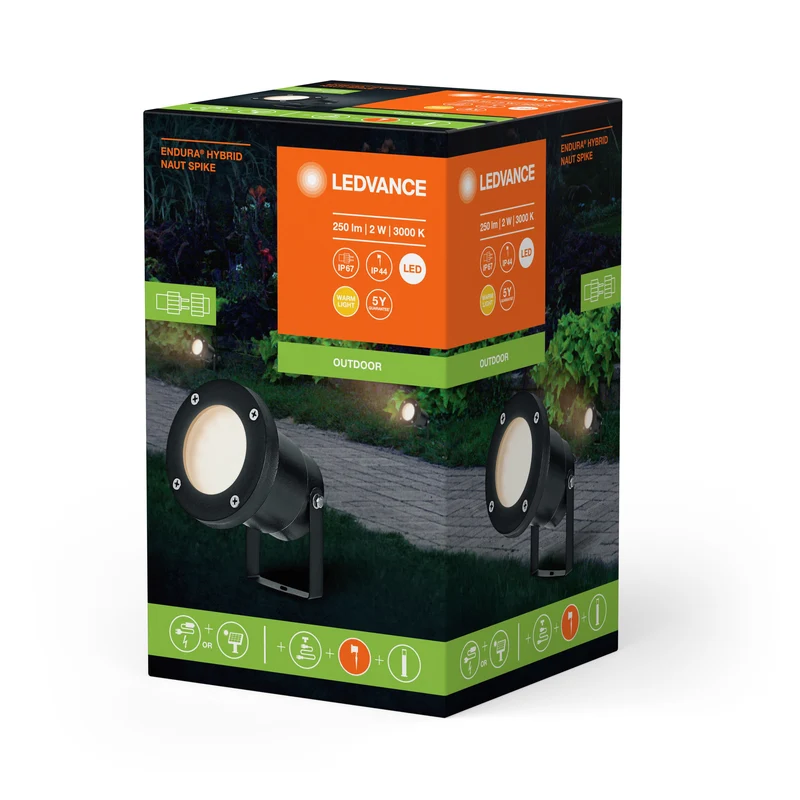 LEDVANCE ENDURA IBRIDO SOLARE NAUT SPIKE Faretto da giardino, 2W, 100lm
