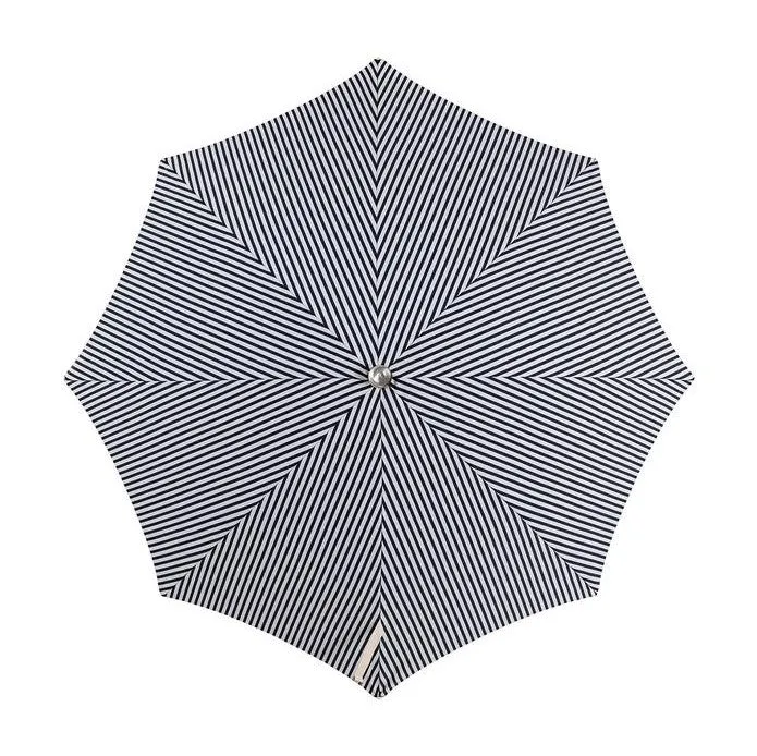 Ombrellone vintage a righe blu navy con frange ø180 x 230.