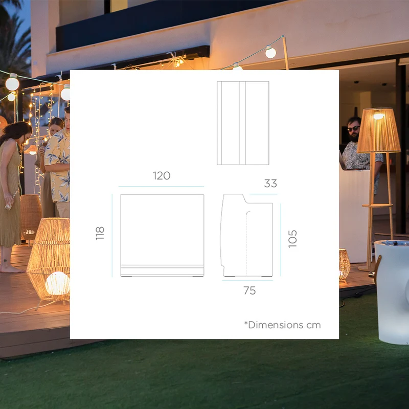 Set x1 Bar illuminata con doppia altezza Sicilia + x2 Sgabello Corfu 74