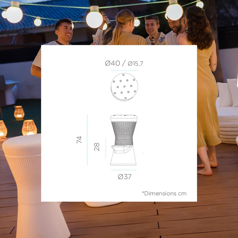 Set x1 Bar illuminata con doppia altezza Sicilia + x2 Sgabello Corfu 74