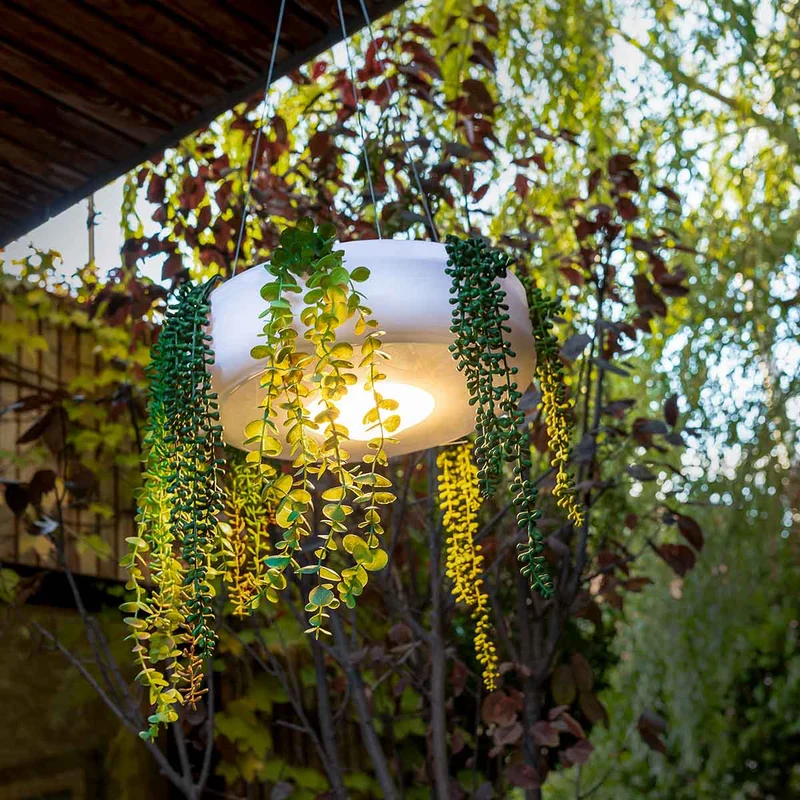 Fioriera rotonda sospesa con illuminazione senza fili ELBA 39