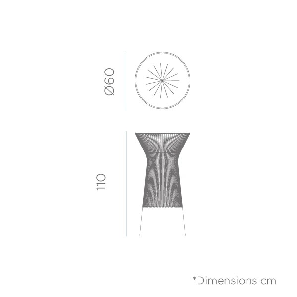 TAVOLO ALTO CAPRI 110 CON LUCE / SENZA LUCE