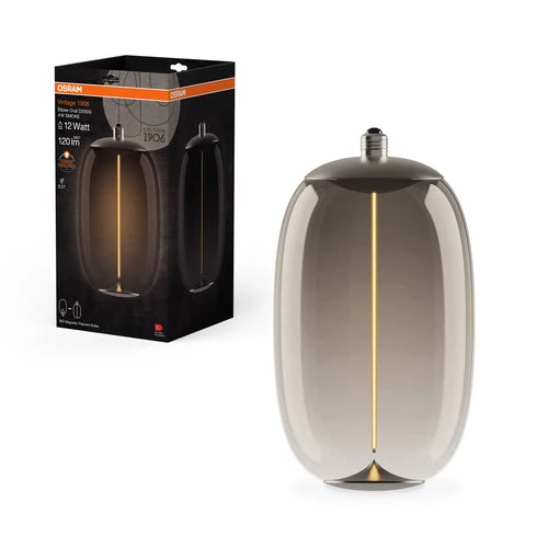 Osram Vintage 1906® Lampadina LED Grande Decorativa con Filamento - Stile Magnetico 4W 818 Fumo E27 Ovale Ellisse, Bianco Caldo